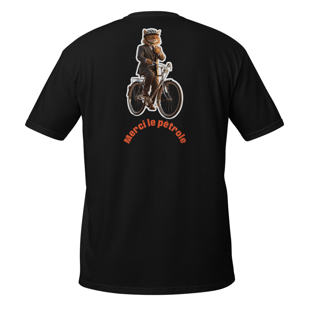 T-shirt Chat Vélo | Merci le pétrole 🐱 - CATWORLD