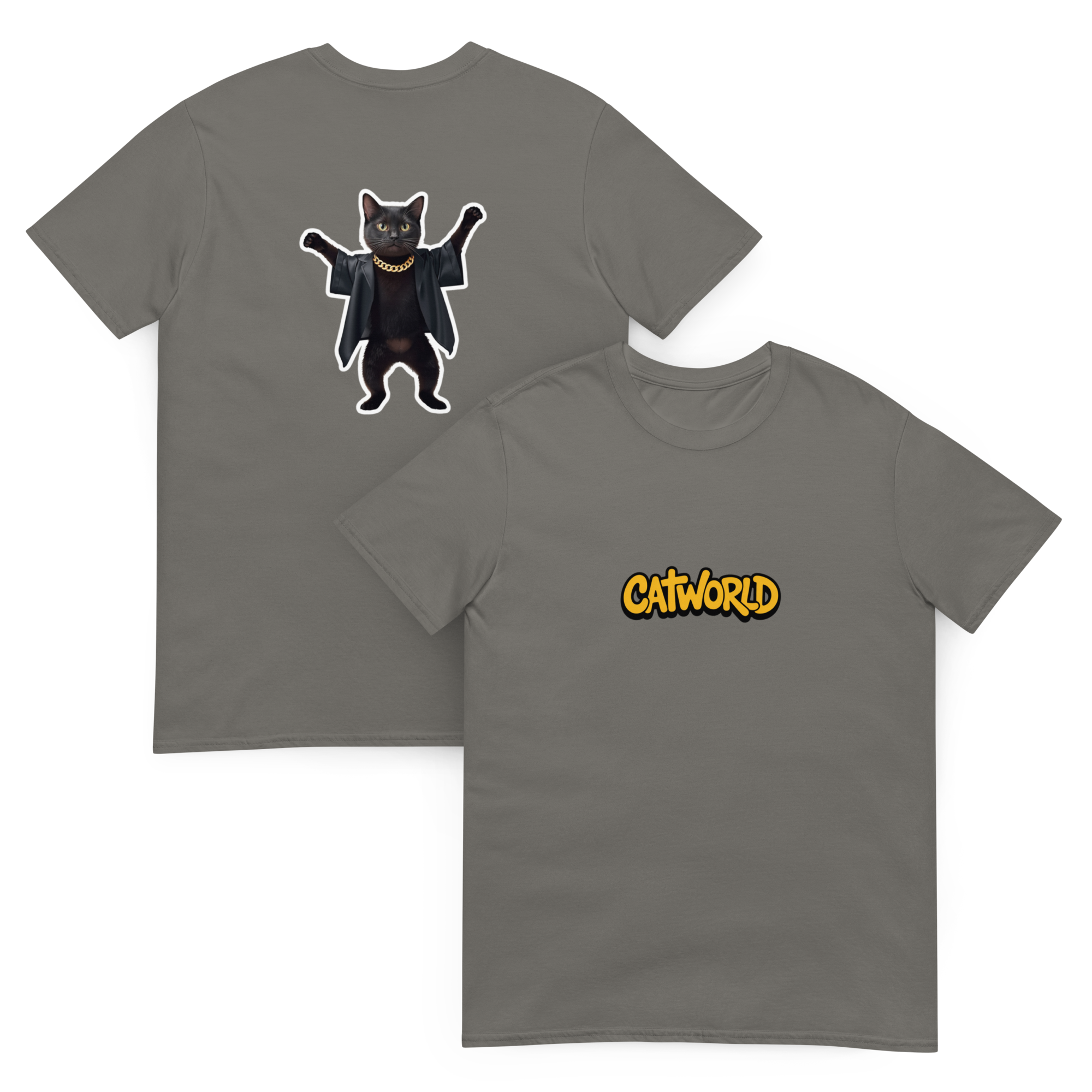 CATWORLD Le Chat Disco T-Shirt - Anthracite- face et dos