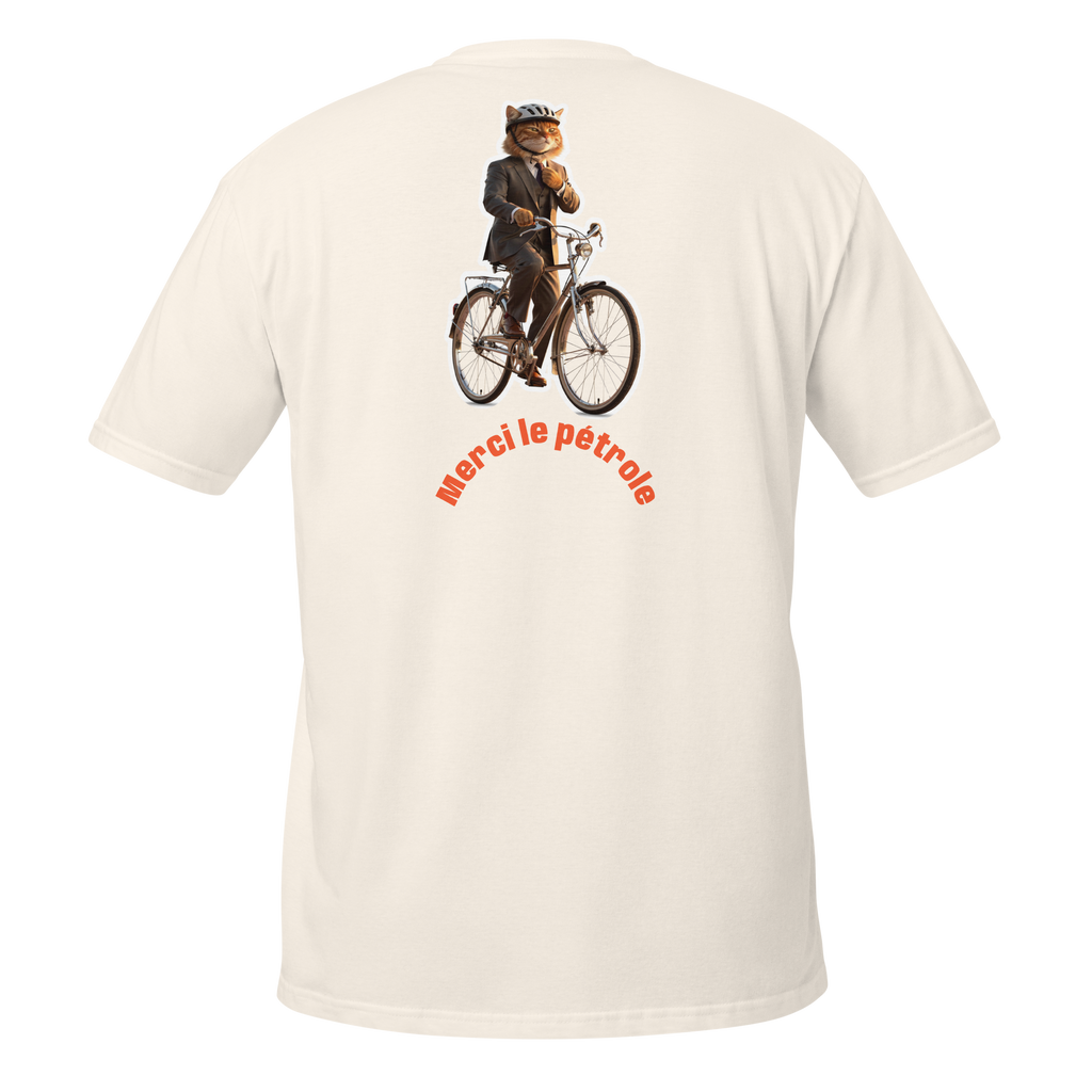 T-shirt Chat Vélo | Merci le pétrole 🐱 - CATWORLD