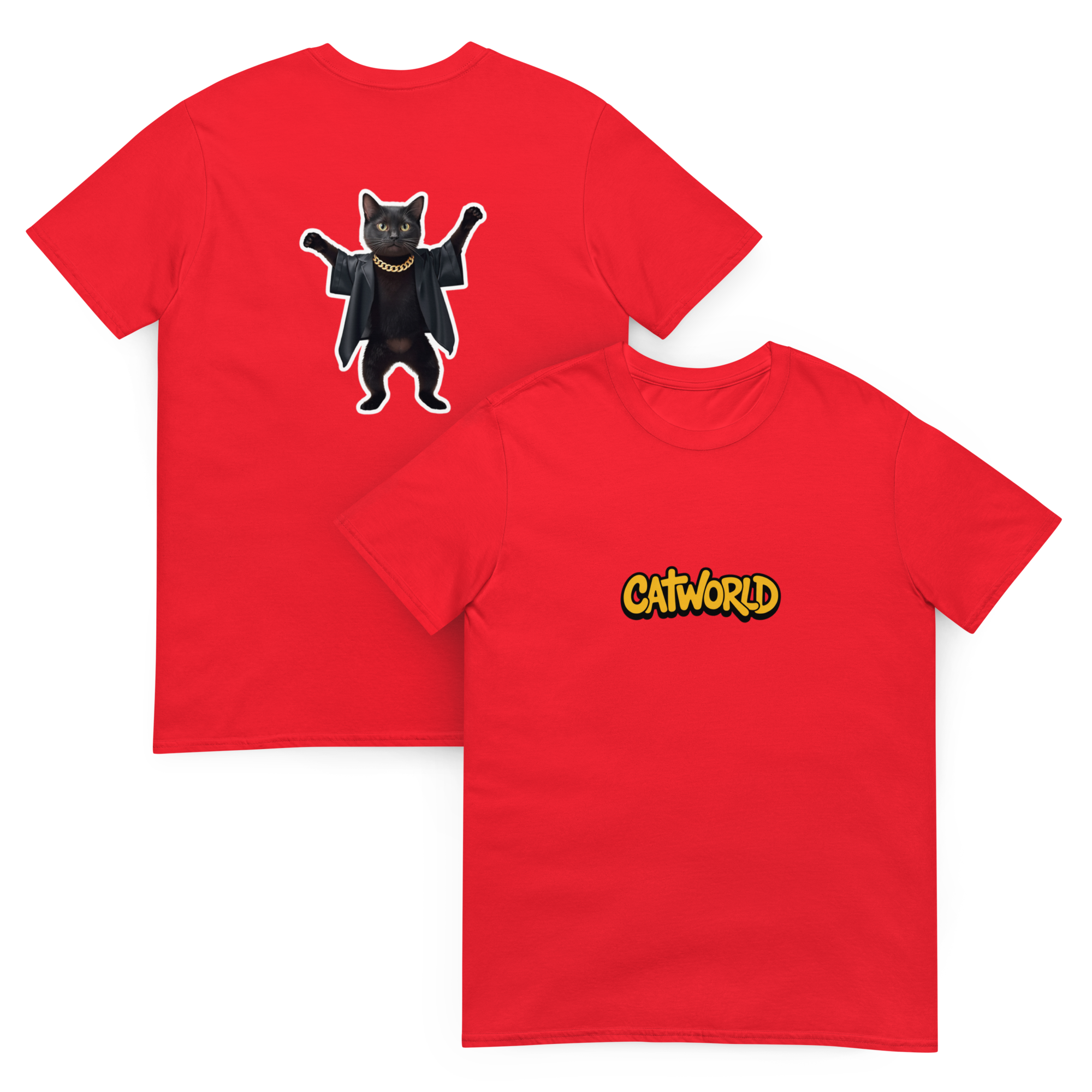 CATWORLD Le Chat Disco T-Shirt - Rouge- face et dos