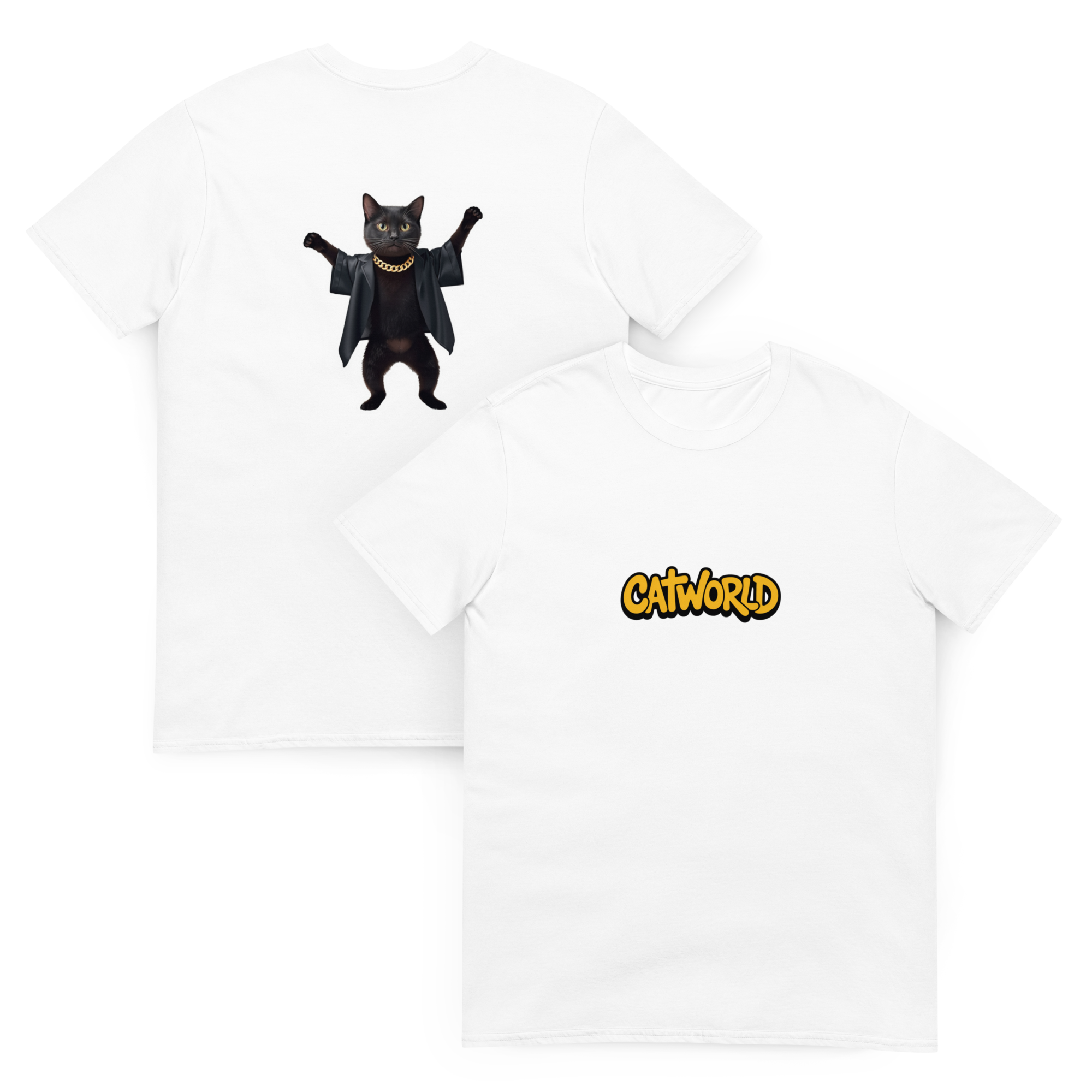 CATWORLD Le Chat Disco T-Shirt - Blanc- face et dos